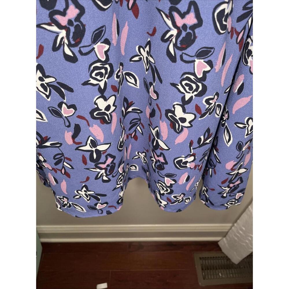 Halogen Womens Size Large Blue Floral A-Line Dress Sleeveless - Picture 4 of 9